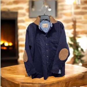 Woolrich Navy and Brown button down wool Shirt size xl
